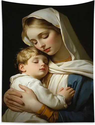 Miniatura 14 de HVEST Tapiz cristiano para colgar en la pared, tapiz navideño para colgar en la pared, tapiz de Jesús para dormitorio, habitación, decoración