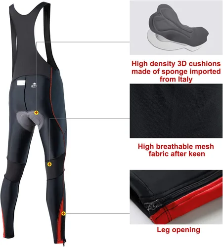 Miniatura 5 de Santic Mallas con pechera de ciclismo para hombre, pantalones largos acolchados con bolsillo