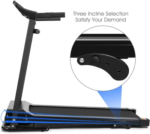 Miniatura 3 de Goplus Caminadora eléctrica plegable, inclinación ajustable y diseño de bajo ruido, con pantalla LCD y sensor de frecuencia cardíaca, máquina