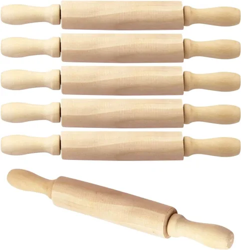 Paquete de 6 mini rodillos de madera de 8 pulgadas, ideal para niños, niñas y niños, pequeños rodillos de madera para arte y manualidades, hornear,
