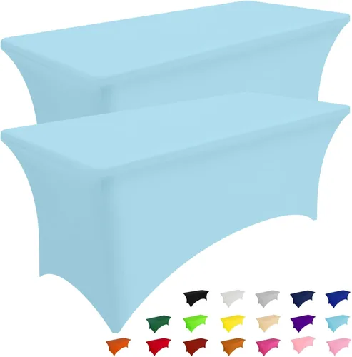 Miniatura 11 de Smiry Paquete de 2 manteles de elastano de 6 pies, fundas de mesa elásticas ajustables extensibles, lavables y sin arrugas, rectangulares para mesa