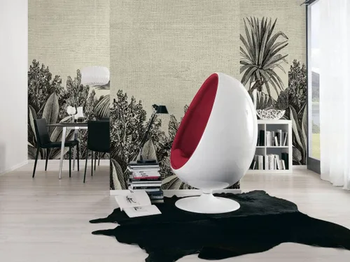 Miniatura 4 de CONCORD WALLCOVERINGS ™ Papel tapiz floral para dormitorio, hojas tropicales, crema negra, 146 pulgadas de ancho x 110 pulgadas de alto, 7 partes