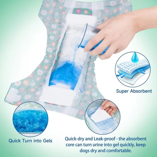 Miniatura 3 de Pet Soft Pañales para perras hembra, pañales desechables para perras, pañales para gatos y cachorros con agujero de cola de espuma ajustable