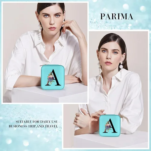 Miniatura 4 de Parima Joyero de viaje a la moda para mujer, joyero azul pequeño, organizador de joyas, cajas de joyería para mujeres, mini estuche de viaje