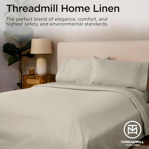 Miniatura 88 de Threadmill Sábanas de Lujo de Algodón Supima, Sábanas de 100% Algodón Suave de 1200 Hilos de Lujo para Cama de Tamaño Completo, Juego de 4 Sábanas