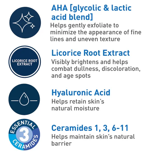 Miniatura 5 de CeraVe Tratamiento Nocturno Exfoliante Renovador de la Piel, Suero Antienvejecimiento con Mezcla 5% de Ácido Glicólico y Ácido Láctico, Corrector