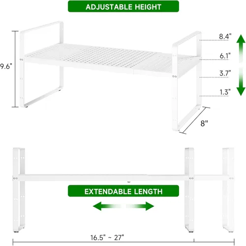 Miniatura 2 de Estante organizador de gabinete de cocina expandible, estante de metal resistente para especias apilable, estante de almacenamiento para gabinete