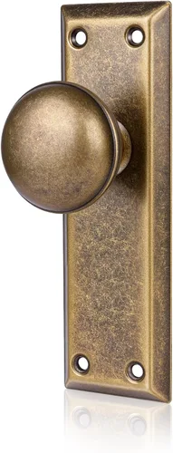 Miniatura 14 de Paquete de 2 pomos de puerta falsos vintage de una cara para interiores, pomos de puerta falsos de placa larga antiguos en níquel cepillado
