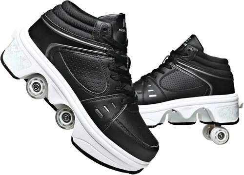 Miniatura 8 de Zapatos patines 2 en 1 con 4 ruedas retráctiles y zapatillas de deformación emergentes para deportes al aire libre y patinaje para niñas y niños