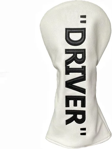 Funda de cuero PU para driver y madera de calle - Blanco con negro, accesorio de golf premium