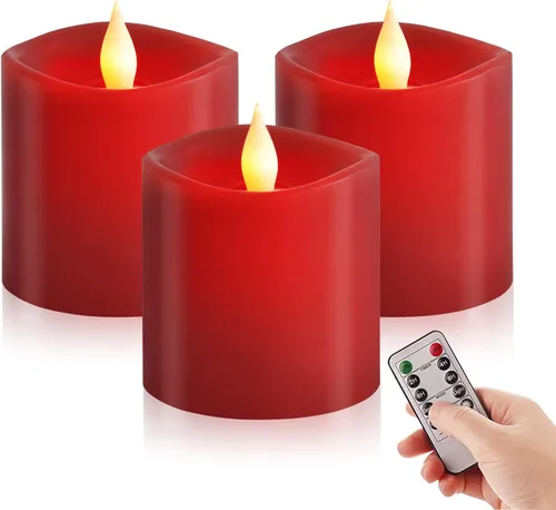 Miniatura 18 de Juego de 1 velas sin llama de 3 x 4, batería de 2 AA, 600 horas, velas parpadeantes con temporizador, velas sin llama de 4 pulgadas con control