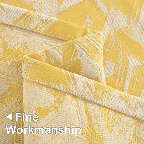 Miniatura 5 de Leeva Cortinas modernas y pesadas para dormitorio, juego de paneles de cortinas con patrón jacquard amarillo brillante para sala de estar, cortinas