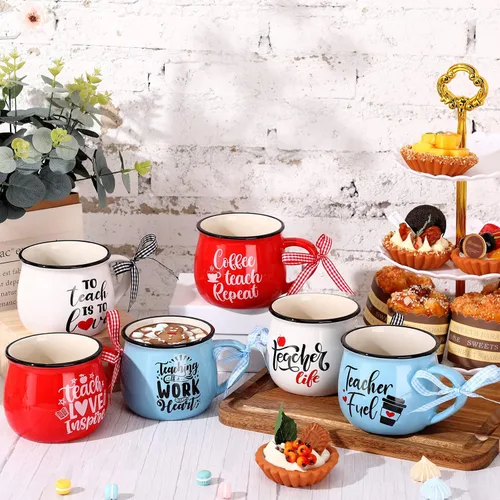 Miniatura 4 de Zubebe 6 piezas de regalos de agradecimiento para profesores, tazas de cerámica para maestros, tazas de café de agradecimiento, regalos