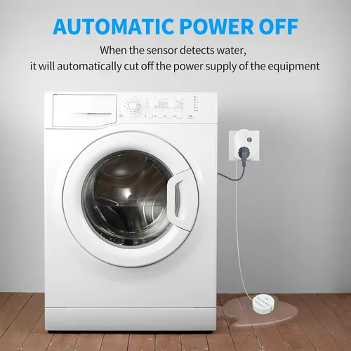 Miniatura 3 de Ortis Detector de fugas de alarma de agua, alarma fuerte de 95 dB, evita inundaciones graves y daños por agua