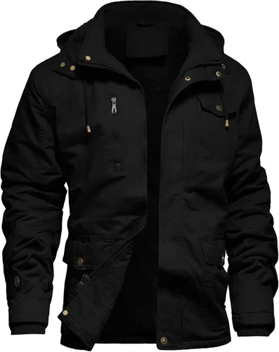 Chaqueta de invierno para hombre, chaqueta militar, chaqueta tipo cargo con forro polar, chaqueta cálida con capucha desmontable, chaqueta de