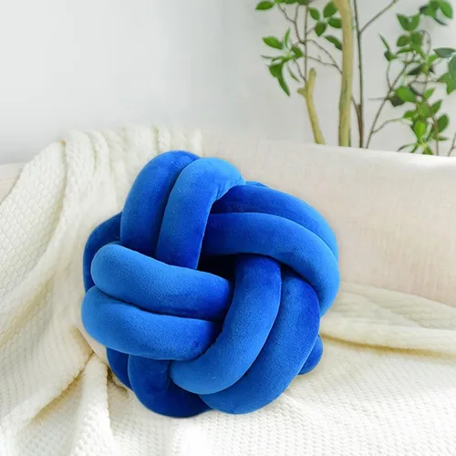 Miniatura 9 de Cojín de nudo hecho a mano, almohada de nudo de felpa suave, almohada decorativa, cojín redondo de bola (verde esmeralda, 11 pulgadas)