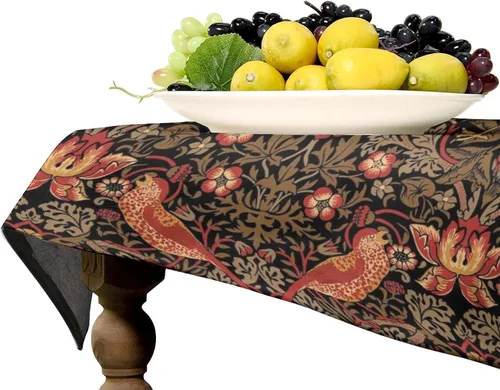 Miniatura 240 de Mantel Floral Retro de Pájaros, Diseño Original Bohemio William Morris Estampado Cubierta de Mesa para Hogar Picnic Fiesta Comedor Cocina William