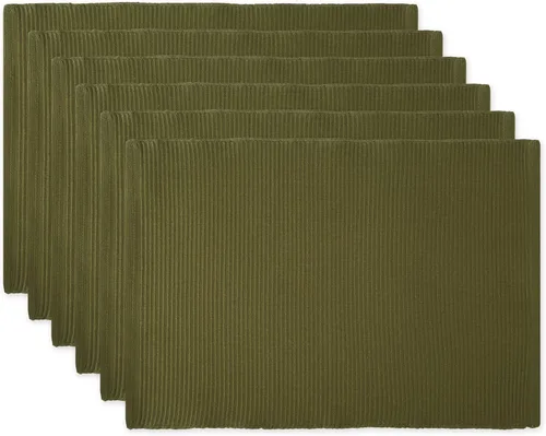 Miniatura 24 de DII - Juego de manteles individuales acanalados para uso diario 100% algodón, 13x19, gris, 6 piezas