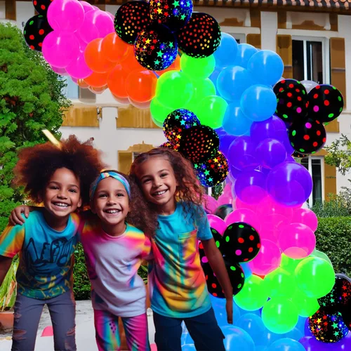 Miniatura 7 de Kit de arco de globos de neón UV que brillan en la oscuridad, globos de arco iris, rojo, azul, amarillo, verde, suministros de fiesta fluorescentes