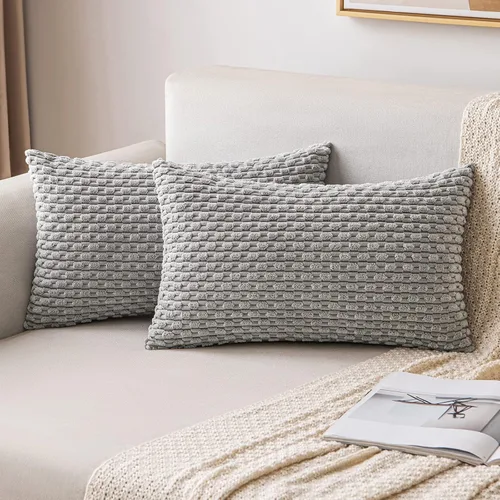 Miniatura 59 de MIULEE - Paquete de 2 fundas de cojín decorativas, modernas y boho, de terciopelo, con textura a rayas, para sofá, cama, sala de estar, decoración