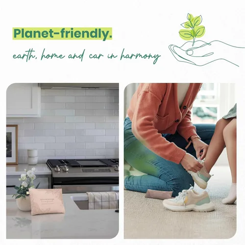 Miniatura 6 de Roonin Bolsas de carbón de bambú absorbentes de olores (paquete de 6), purificador de aire natural y desodorante seguro para mascotas para el hogar