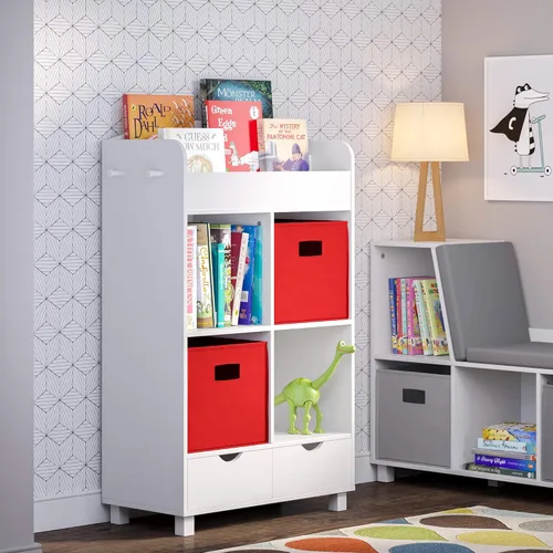 Miniatura 8 de RiverRidge Contenedores de almacenamiento plegables con asas, cubo rojo, organizador de almacenamiento para armario, dormitorio y sala de juegos, 2