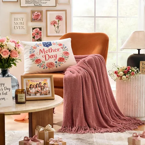 Miniatura 28 de inhand Mantas de punto para sofá y cama, manta de punto suave y acogedora con borlas, mantas decorativas ligeras y mantas decorativas de granja