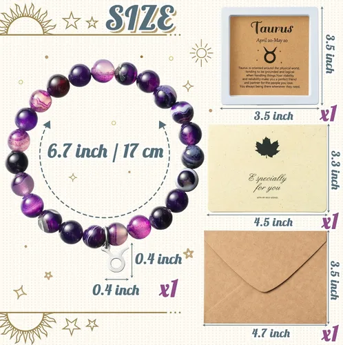 Miniatura 2 de WATINC Pulseras de constelación del zodiaco Leo Virgo Libra, Sagitario, Escorpio, Capricornio, Acuario, Piscis, Aries, Tauro, Géminis, cáncer