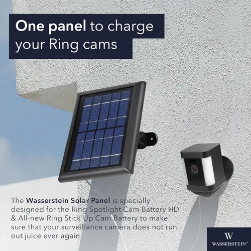 Miniatura 2 de Wasserstein - Panel solar compatible con batería de cámara Ring Spotlight y con batería totalmente nueva de cámara Ring Stick Up. Alimenta tu cámara