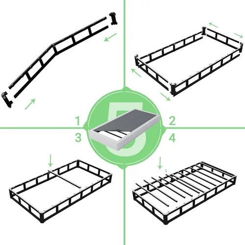 Miniatura 8 de FMDMR Somier de 4 pulgadas para cama individual - Somier de perfil bajo para cama individual, base de colchón de metal resistente con cubierta