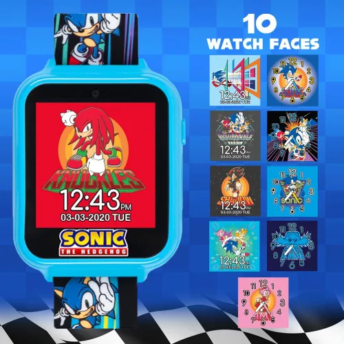 Miniatura 3 de Accutime Reloj inteligente educativo SEGA Sonic The Hedgehog azul con pantalla táctil para niños, niñas y niños pequeños, 40 mm, Moderno Velocidad
