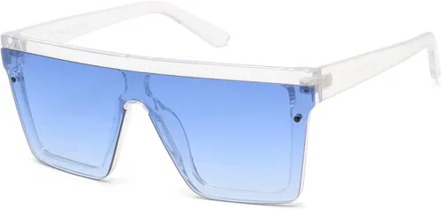 JIM HALO Gafas de sol con escudo plano con espejo cuadrado sin montura para mujeres y hombres
