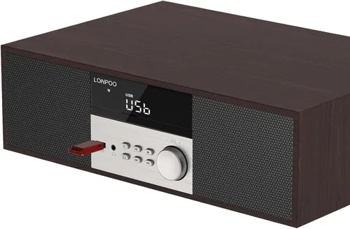 LONPOO Sistema estéreo con reproductor de CD, reproductores de CD de 40 W para el hogar, Bluetooth, reproducción USB, radio FM, entrada auxiliar,