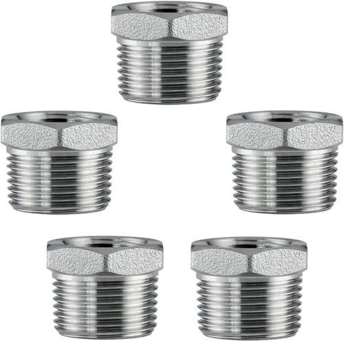 Miniatura 7 de Buje Reductor Hexagonal de Acero Inoxidable de 2" NPT Macho a 3/4" NPT Hembra Adaptador de Conexión de Tubería (paquete de 1)