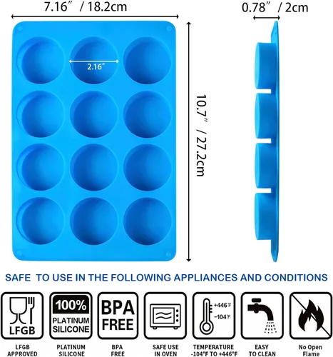 Miniatura 2 de Sidosir 3 piezas Molde de silicona para galletas Oreo y chocolate, moldes redondos de cilindro de 12 cavidades para cubierta de chocolate Oreo, Azul