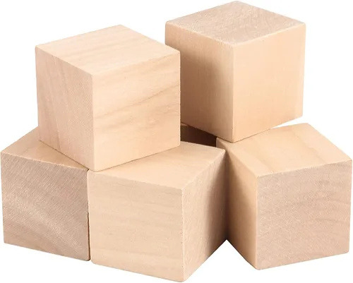 Miniatura 4 de ZOENHOU 60 bloques de madera de 1.5 pulgadas, cubo de madera maciza natural de primera calidad, juego de bloques de madera sin terminar