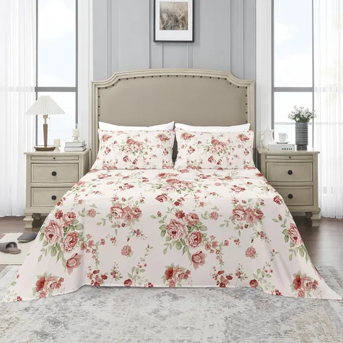 Miniatura 6 de YIYEA Juego de sábanas tamaño individual, lujosas sábanas florales de microfibra de doble cepillado de 1800TC calidad hotelera para cama individual