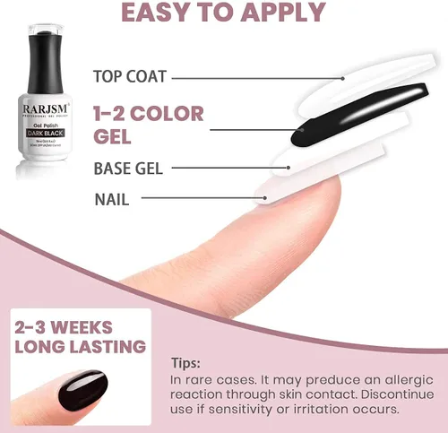 Miniatura 6 de RARJSM Esmalte de uñas de gel blanco y negro de 0.5 onzas líquidas, gran capacidad, secado por LED UV, requiere para salón de manicura francés