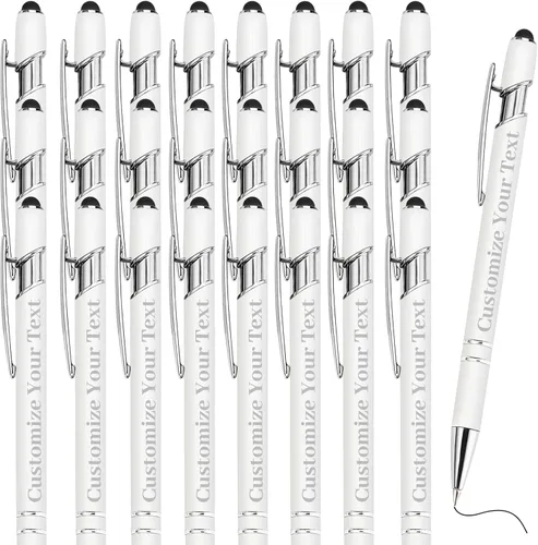 Miniatura 19 de Hasta 500 bolígrafos personalizados a granel con lápiz capacitivo, grabado, juego de bolígrafos con tu nombre, texto para mujeres de negocios