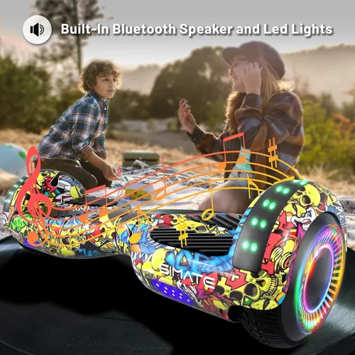 Miniatura 2 de SIMATE Hoverboard - Aeropatineta Bluetooth todo terreno con luces LED y control de aplicación, regalos para niños, adultos, niñas, niños, para todas