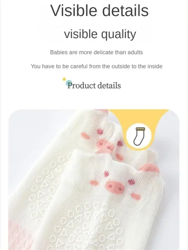 Miniatura 3 de Calcetines antideslizantes hasta la rodilla para bebés y niños pequeños, mallas delgadas para recién nacidos, para gatear en el suelo, 5/6 paquetes