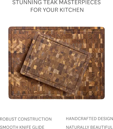 Miniatura 8 de Teakhaus Tabla de cortar en bloque de carnicero - Tabla de cortar extra grande y extra gruesa con canal para jugo - Ideas de regalo para fiestas