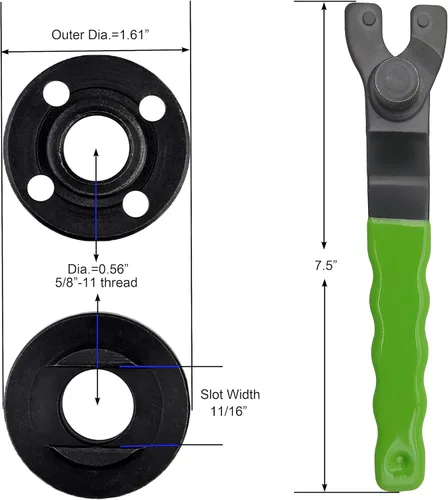 Miniatura 2 de Varilla de conexión de eje de extensión de amoladora angular de 5/8 "-11 con amoladora ajustable llave inglesa brida Kit de tuerca de brida