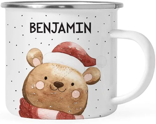 Andaz Press Taza de café personalizada de acero inoxidable de 11 onzas, regalo de broma, oso de acuarela, 1 paquete, ideas personalizadas de taza de
