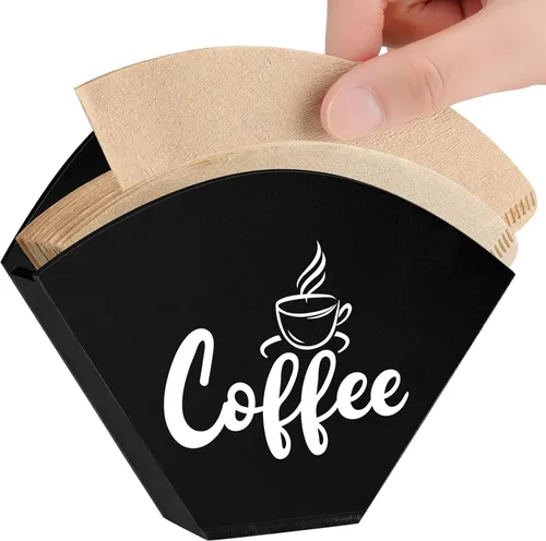 Yalikop Soporte de filtro de café de cono Contenedor de almacenamiento de filtro de granja Soporte de papel vintage Soporte de papel vintage Negro