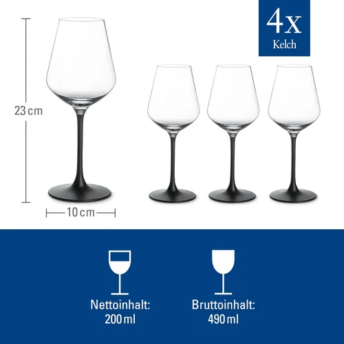 Miniatura 3 de Villeroy & Boch Juego de 4 copas de vino de cristal en color negro emocionante, aptas para lavavajillas