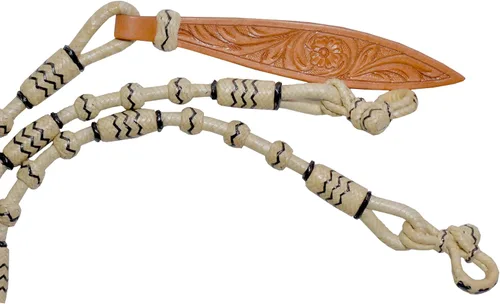 Miniatura 7 de Nudos naturales y negros de piel cruda, tachuelas de caballo trenzadas a mano Romal Romel Reins Ranch Cuerda/cuerda Reins-8.5 pies, 52 pies Romel