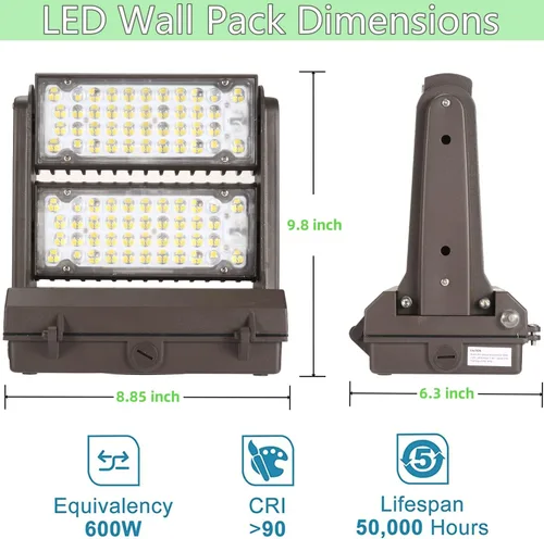 Miniatura 7 de Dusk to Dawn - Paquete de luz LED giratoria de 150 W, 5000 K, 21000 lúmenes, 800-1000 W, equivalente HPS/HID, cabezal ajustable ETL, accesorio