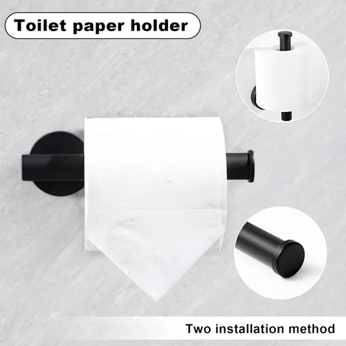 Miniatura 5 de Juego de 8 toallas de baño, incluye 2 toallas de 23.6 pulgadas, 2 ganchos para toallas, 2 anillos de toalla, 2 soportes para papel higiénico