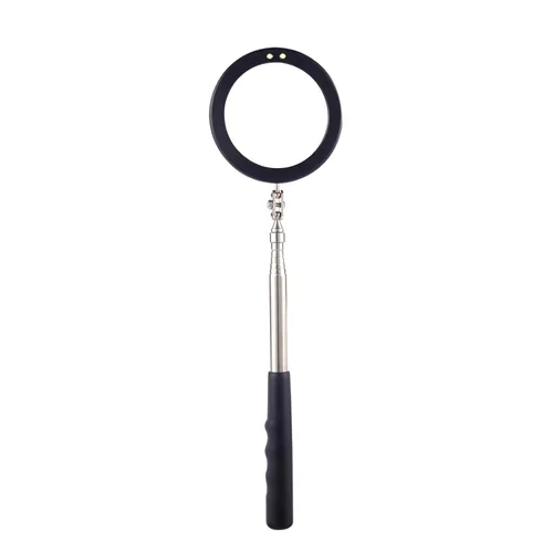 Espejo de inspección telescópico con luz LED y espejo redondo grande de 3.75 pulgadas, extensible a 39.4 pulgadas, giro flexible de 360 grados, para